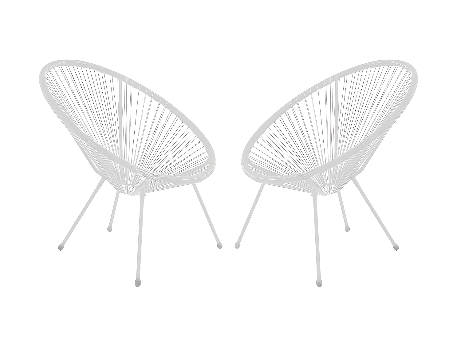 Conjunto de 2 cadeirões de jardim em fios de resina entrançada - Branco - ALIOS III de MYLIA