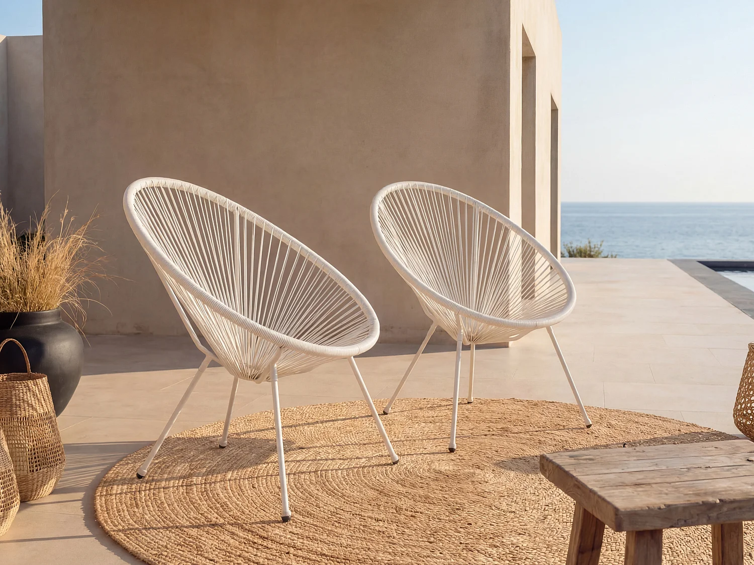 Set van 2 witte tuinstoelen van geweven harsdraden - ALIOS II