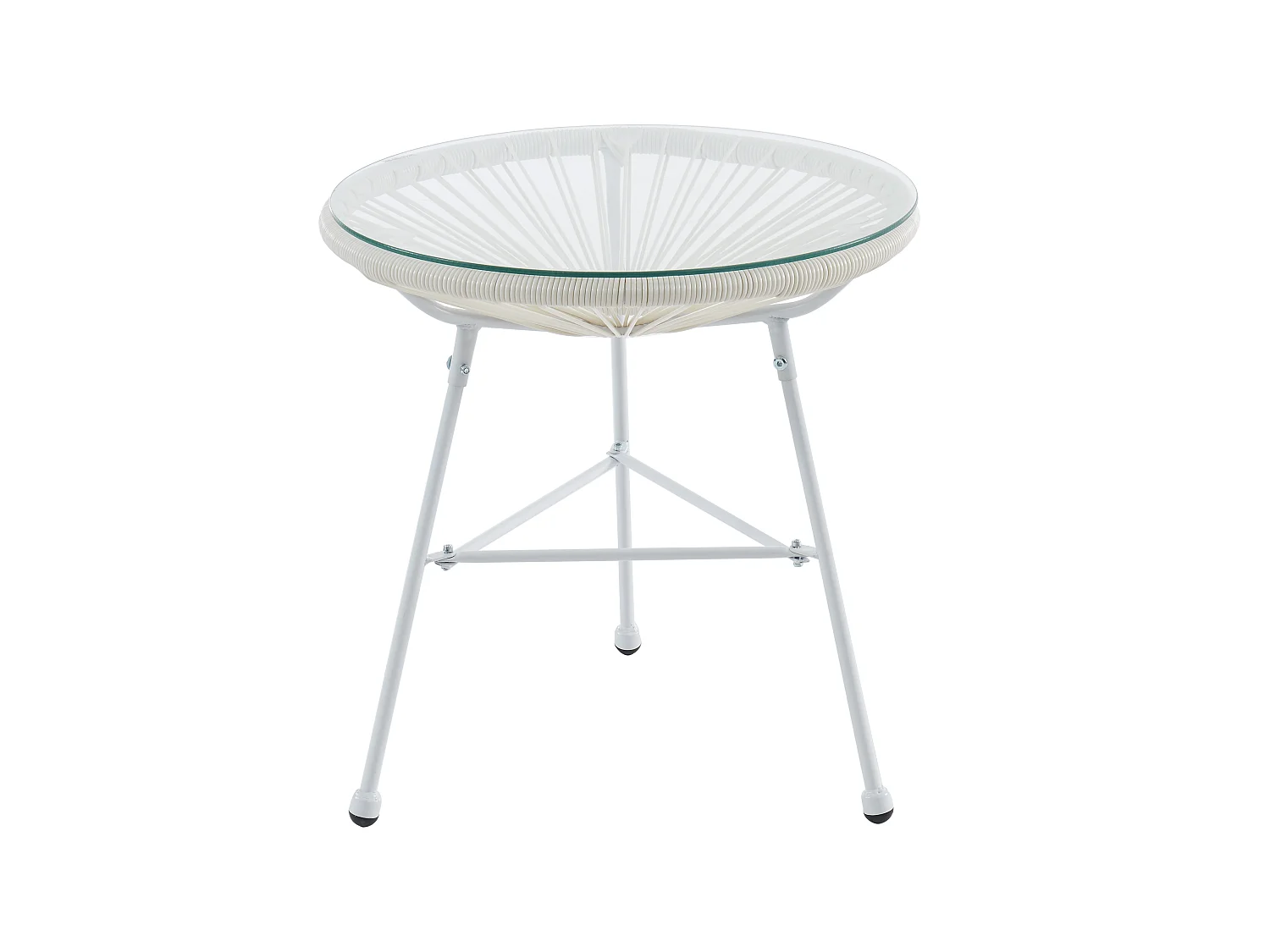 Tuinmeubelen van witte geweven harsdraden: 2 fauteuils en een tafel - ALIOS II