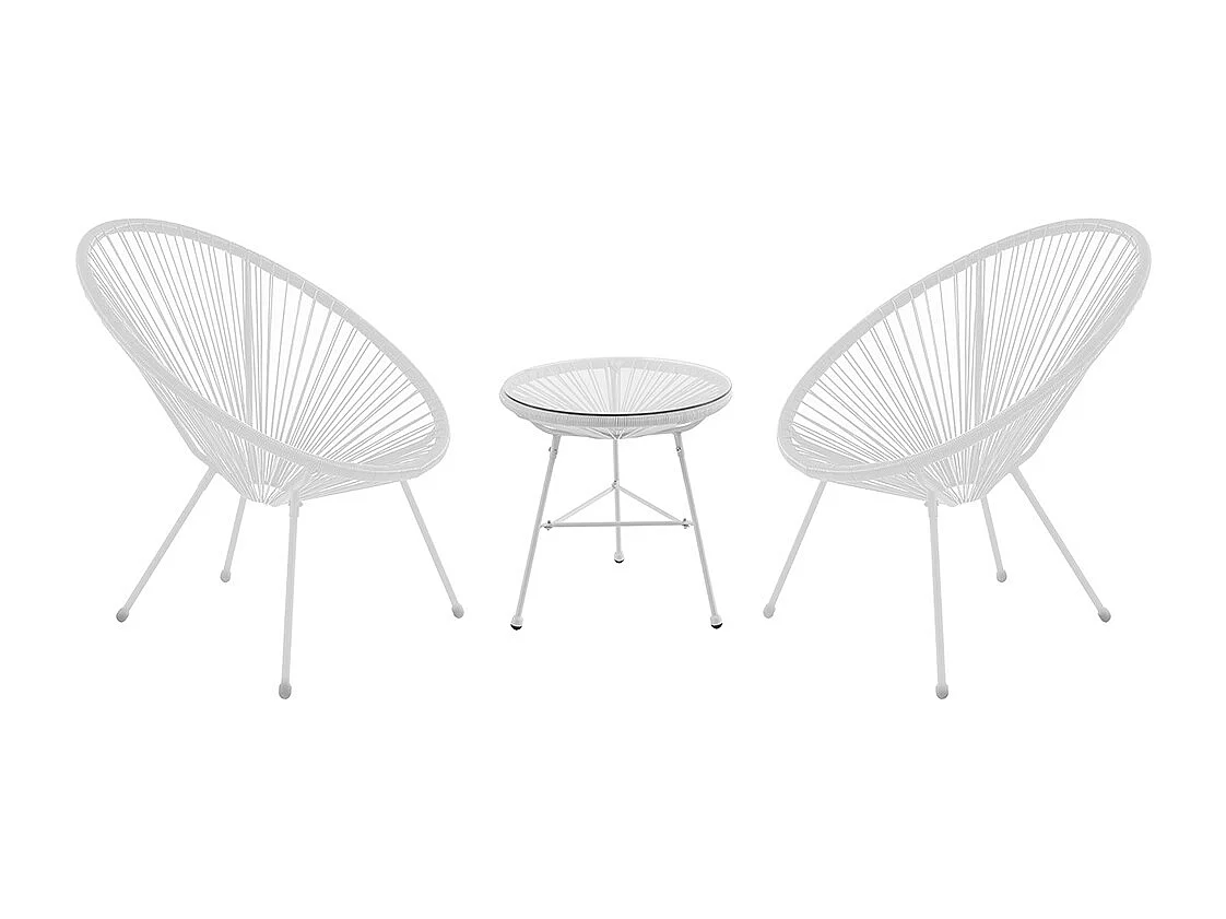 Salon de jardin en fils de résine tressés : 2 fauteuils et une table - Blanc - ALIOS III de MYLIA