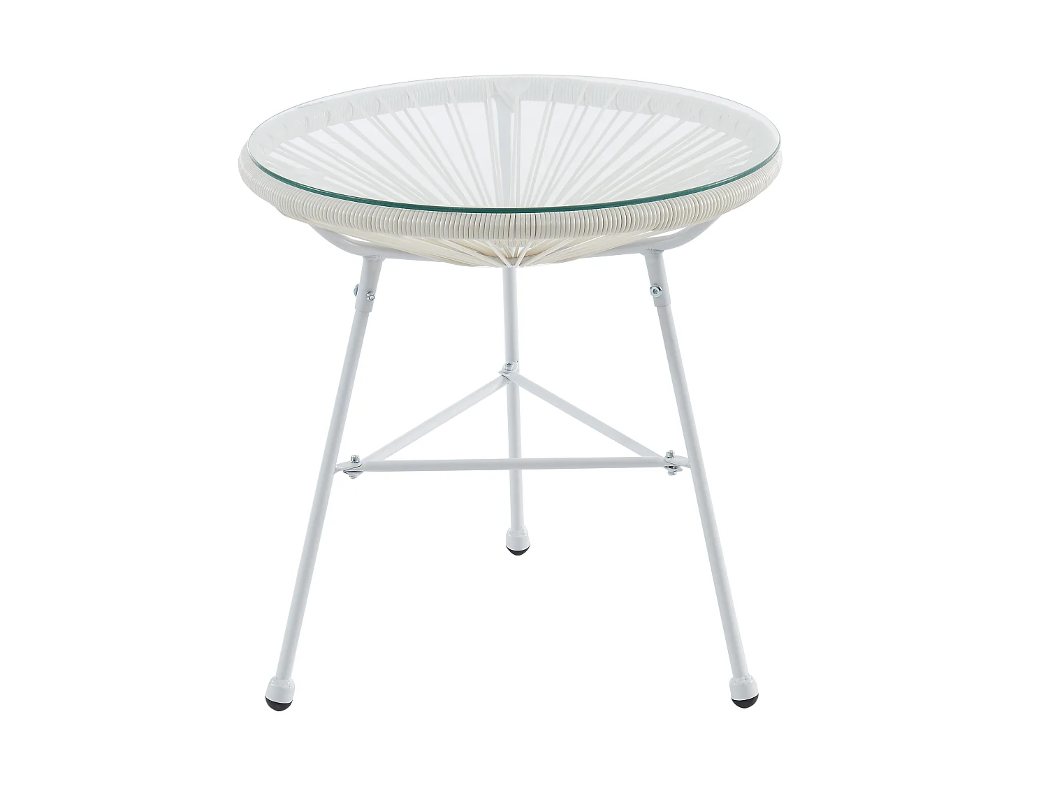 Salon de jardin en fils de résine tressés : 2 fauteuils et une table - Blanc - ALIOS III de MYLIA