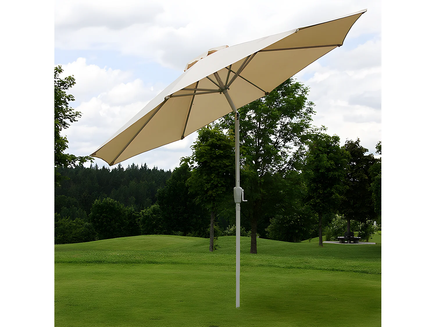 Parasol de jardin Ø aluminium crème 300 x 300 x 242 cm 04_0003883