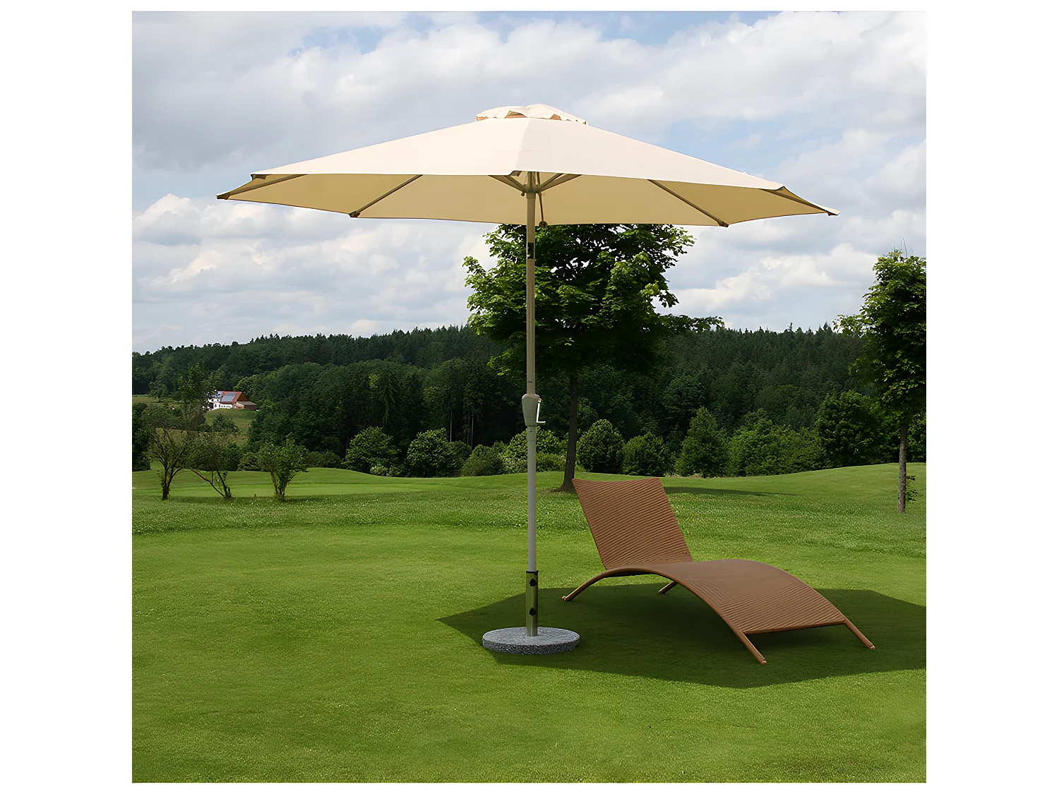 Parasol de jardin Ø aluminium crème 300 x 300 x 242 cm 04_0003883