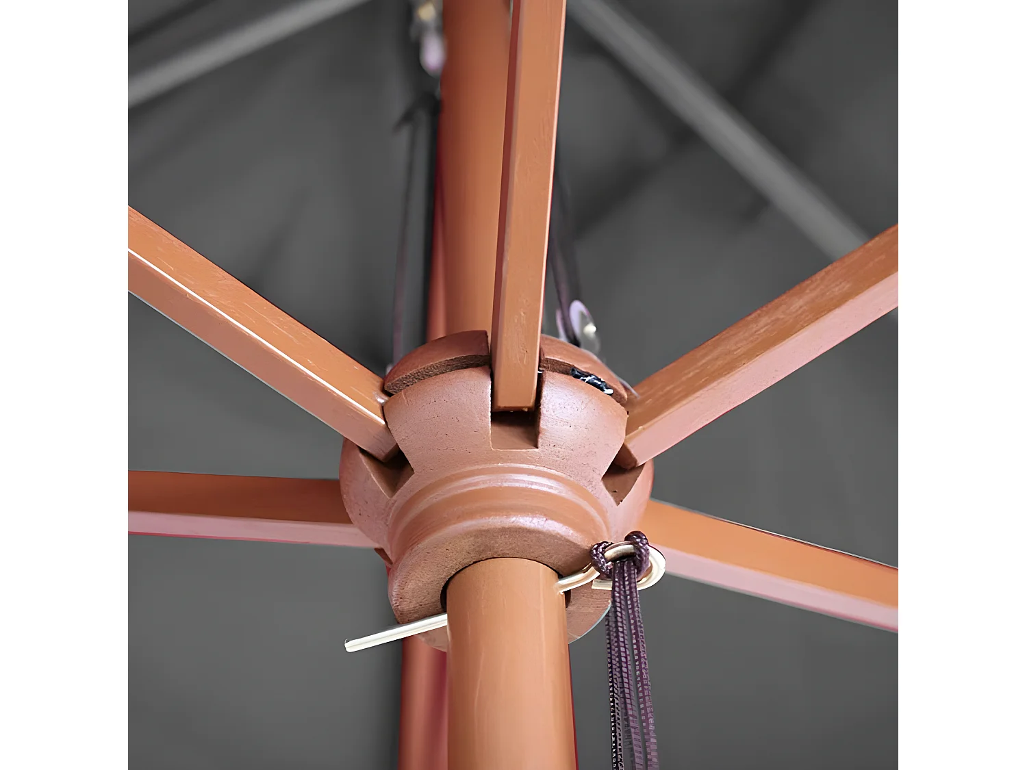 Parasol de jardin Ø bois marron 300 x 300 x 258 cm 04_0003813