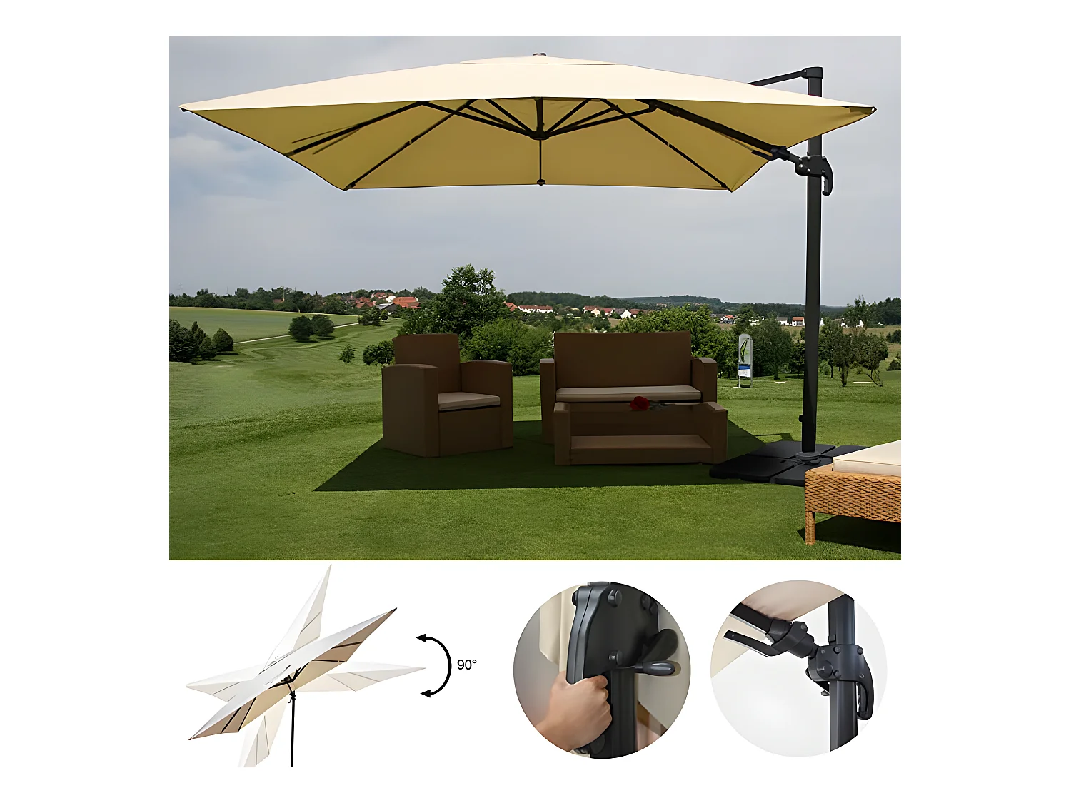 Parasol de restauration 3x3m crème 04_0003293