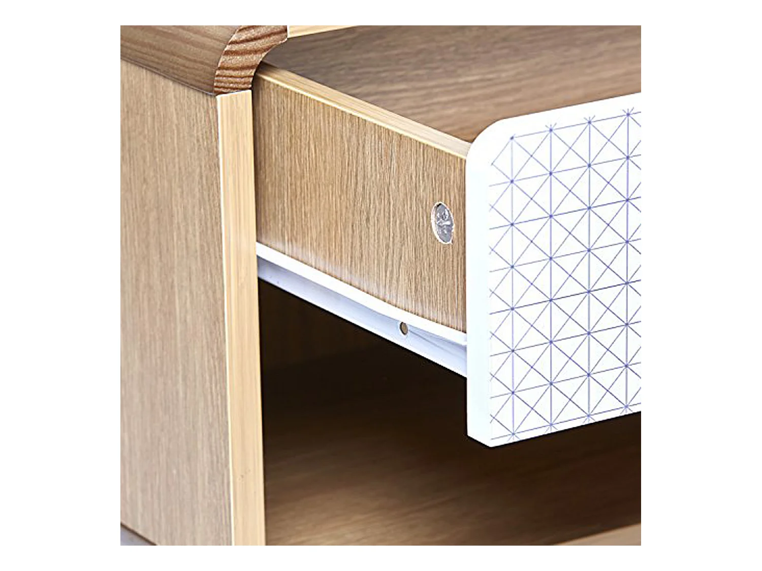 Table Chevet Buda 1 Tiroir, Couleur chêne, Jambes en métal en Noir