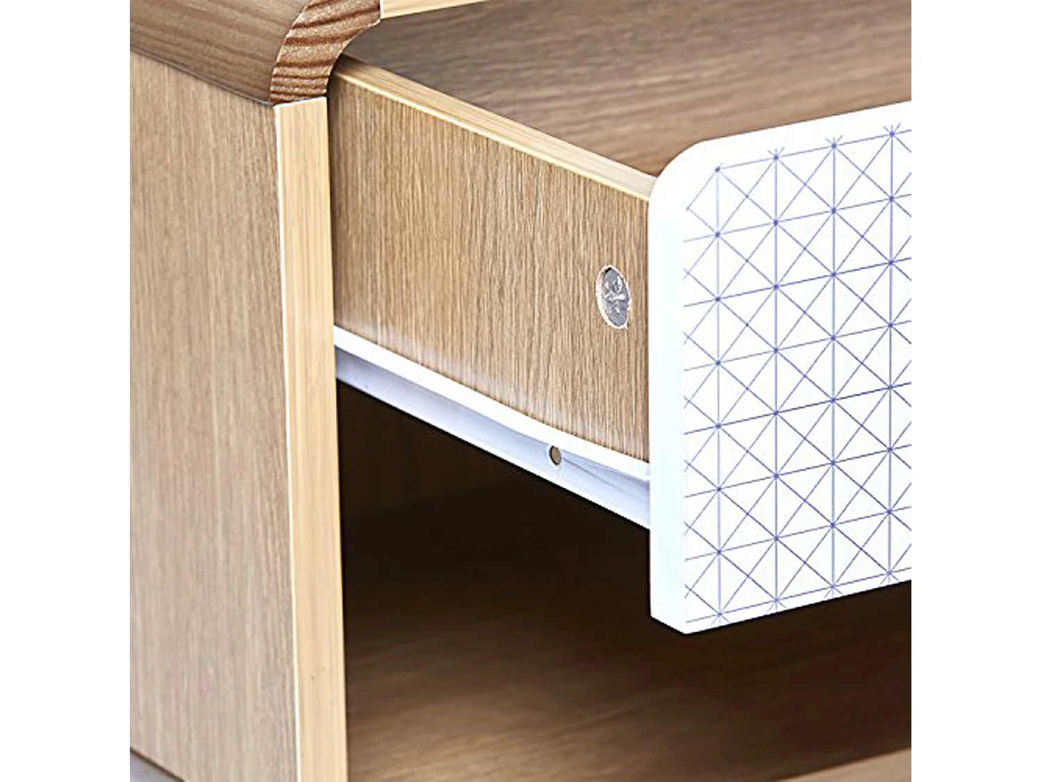 Nachtkastje Boeddha 1 lade, eiken kleur, metalen poten in zwart