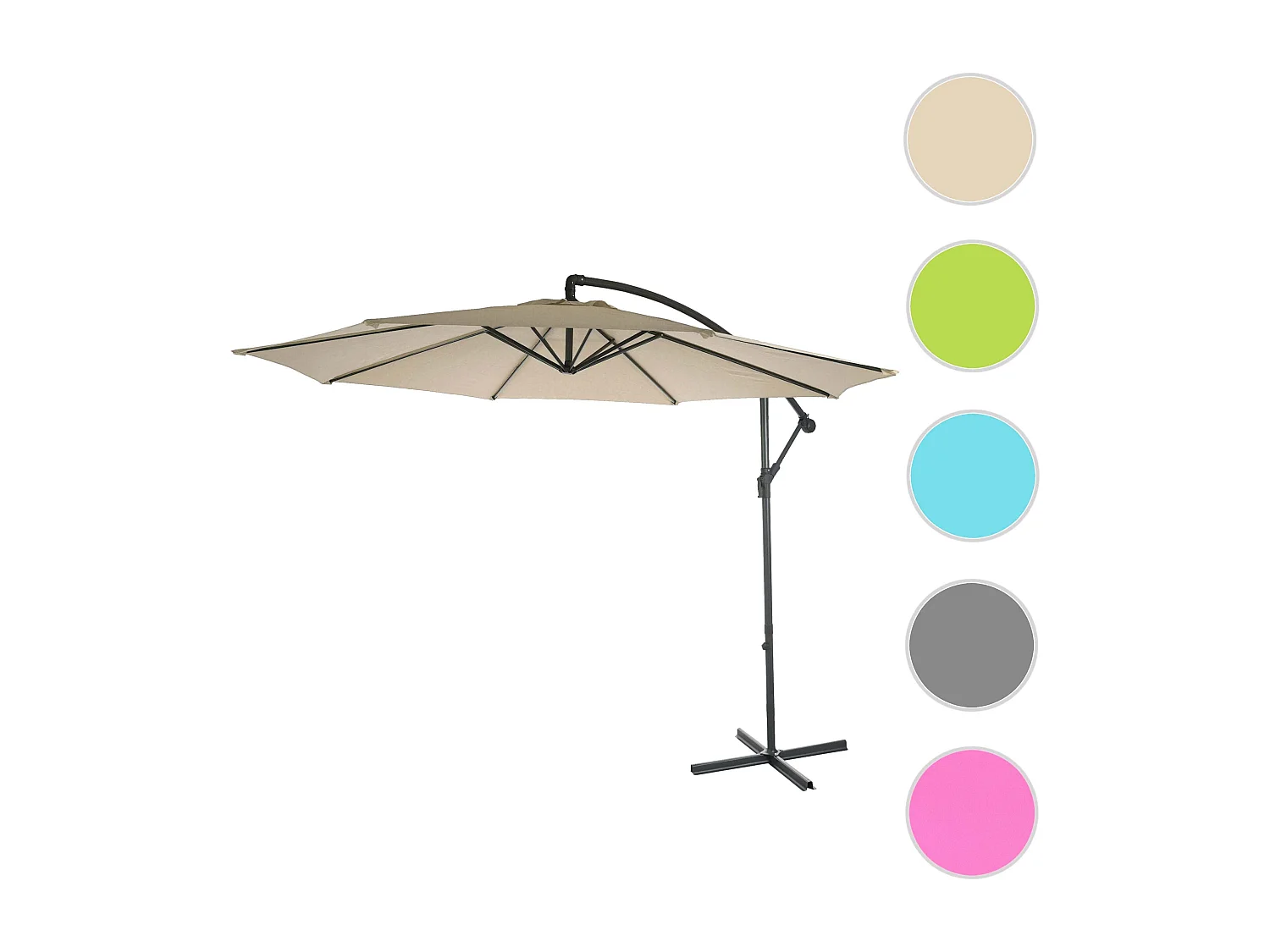 Parasol déporté protection solaire crème 360 x 295 x 255 cm 04_0000943