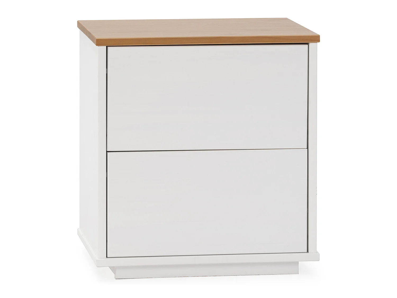 Nachtkastje Bob 2 laden Wit/Eiken, Massief Hout