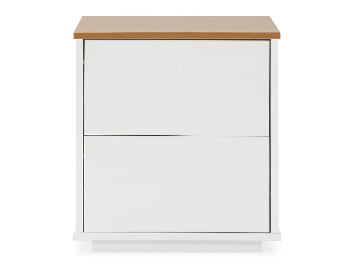 Table de chevet Bob 2 tiroirs blanc/chêne, bois massif