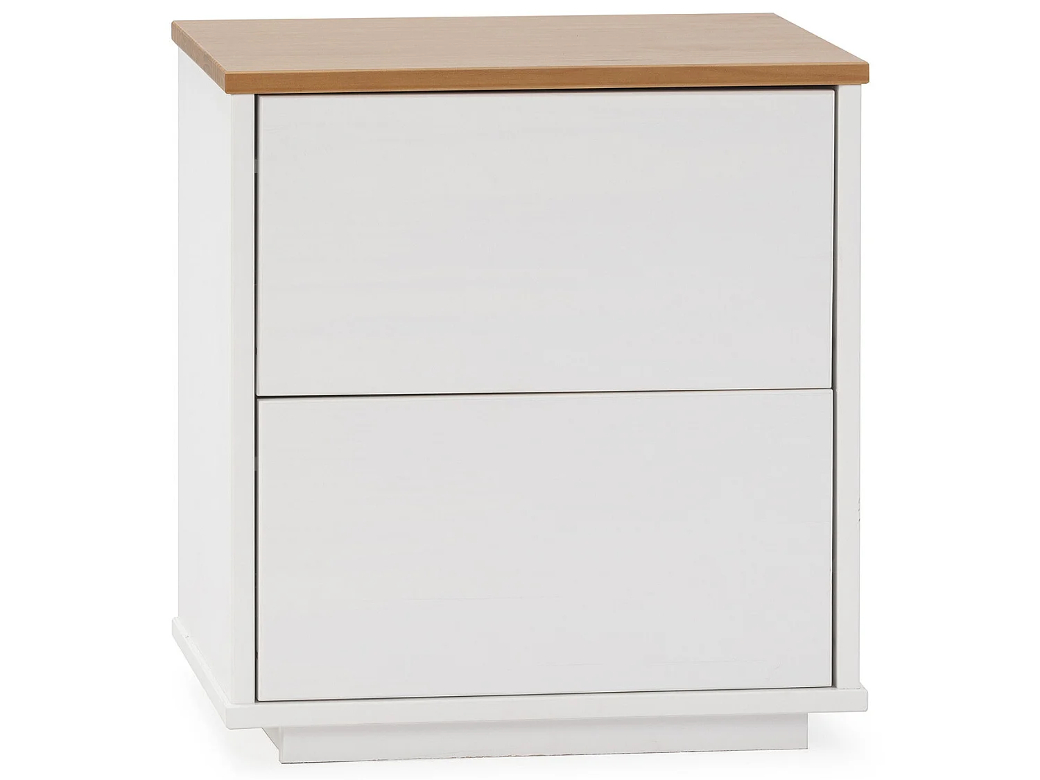 Table de chevet Bob 2 tiroirs blanc/chêne, bois massif