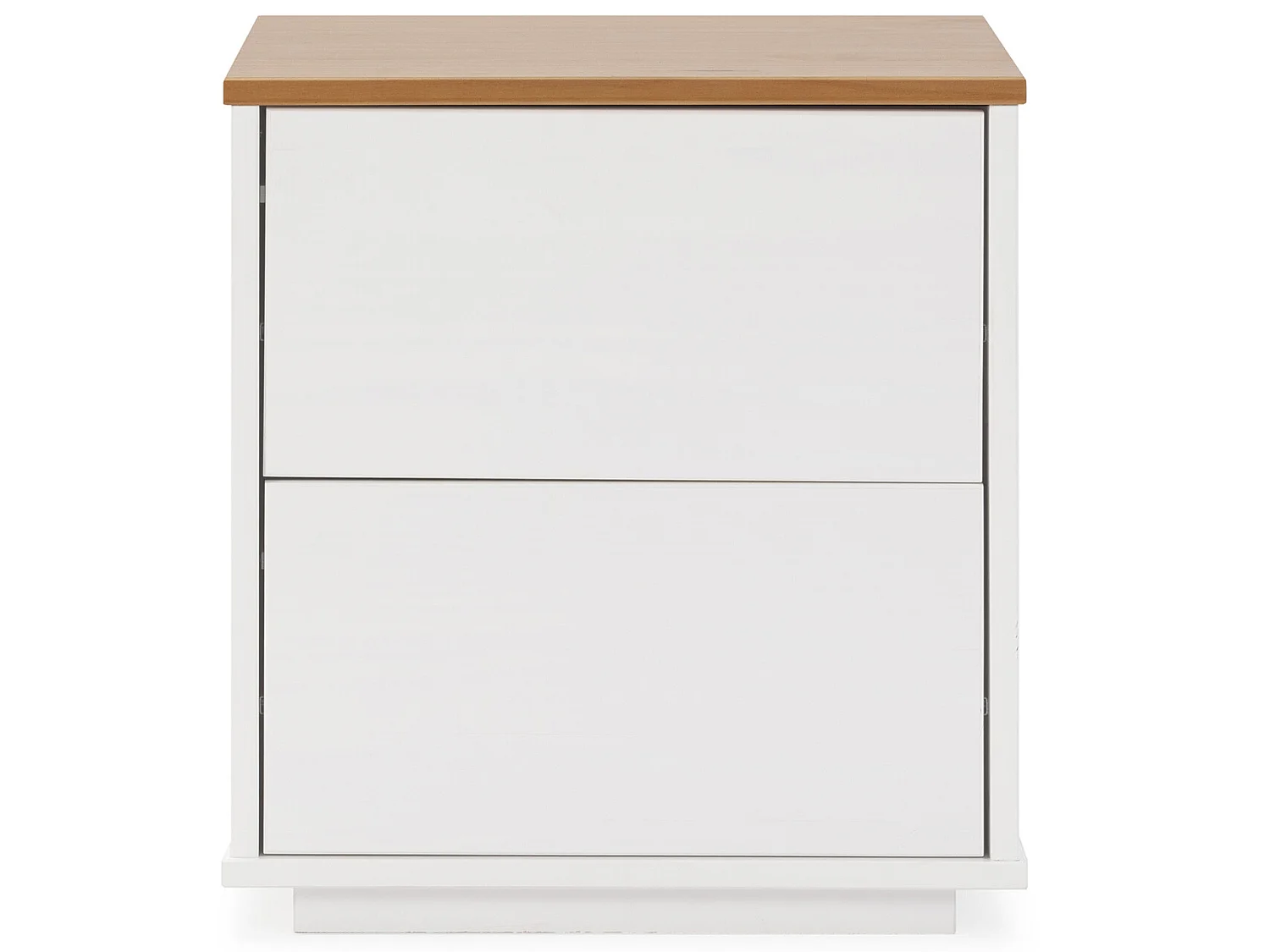 Table de chevet Bob 2 tiroirs blanc/chêne, bois massif