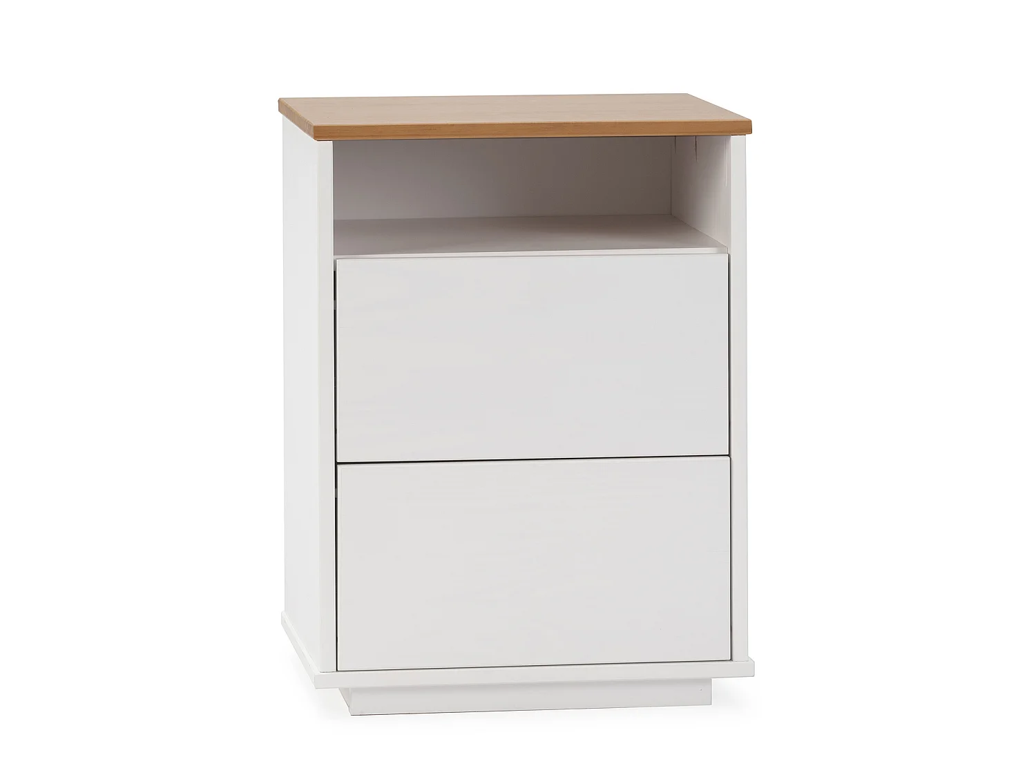 Nachttisch Bob 2 Schubladen 1 hohl Weiß