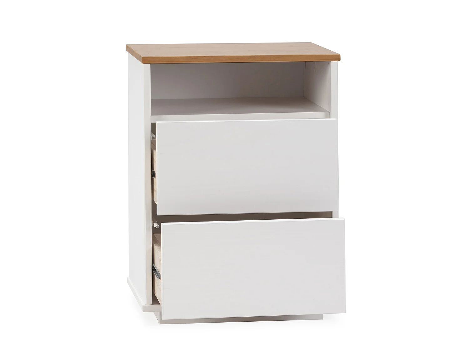 Nachttisch Bob 2 Schubladen 1 hohl Weiß