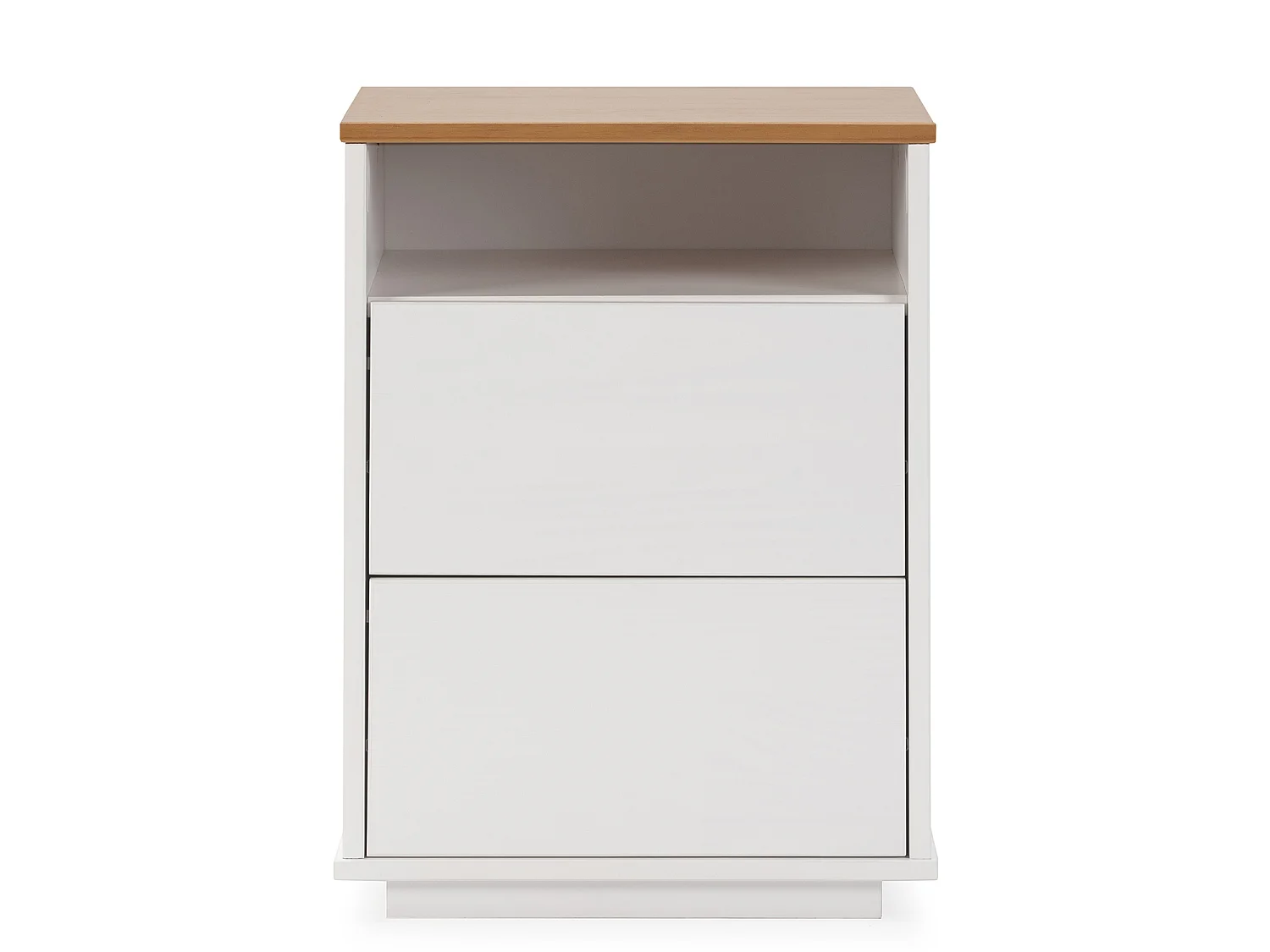 Mesa de cabeceira Bob 2 gavetas 1 nicho Branco/Carvalho, Madeira Maciça