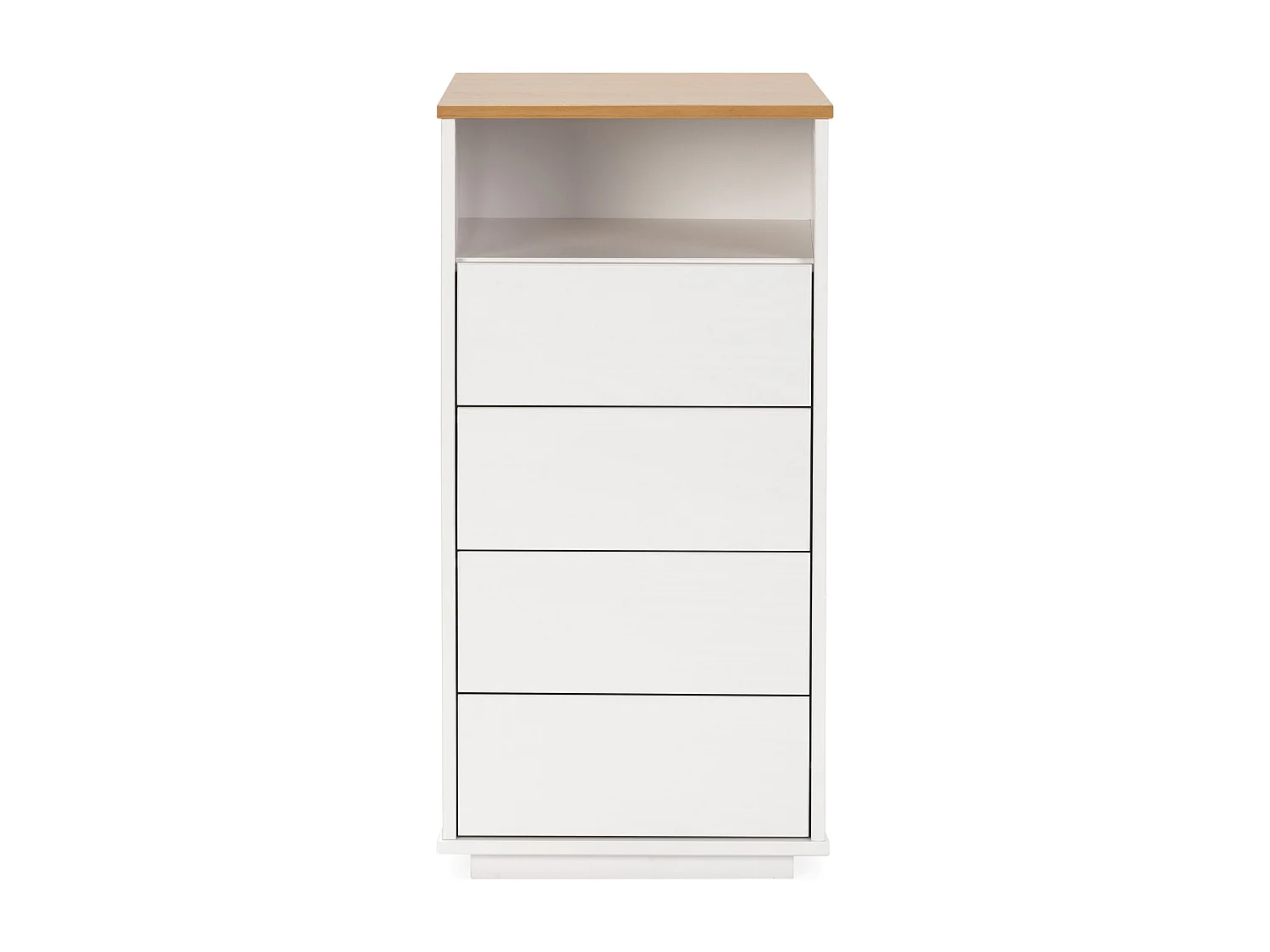 Chiffonnier Bob 4 tiroirs 1 niche blanc/chêne, bois massif