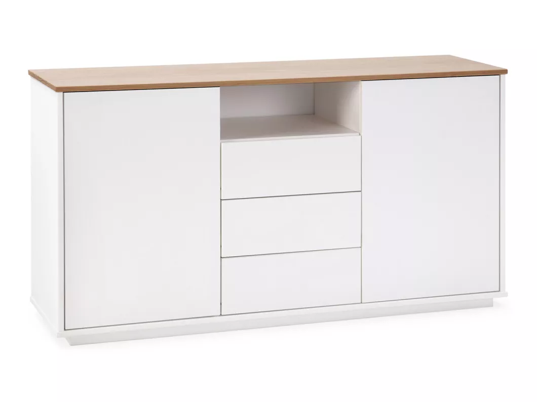 Kauf Unique Sideboard Bob 3 Schubladen und 2 Türen Weiß/Eiche