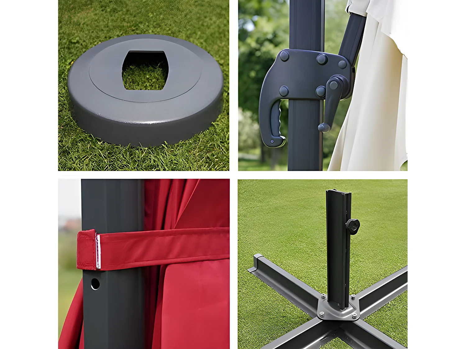 Parasol de restauration 3x4m aluminium crème 04_0003504