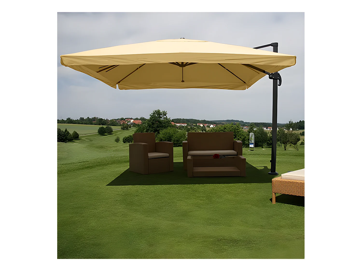 Parasol de restauration 3x4m aluminium crème 04_0003482