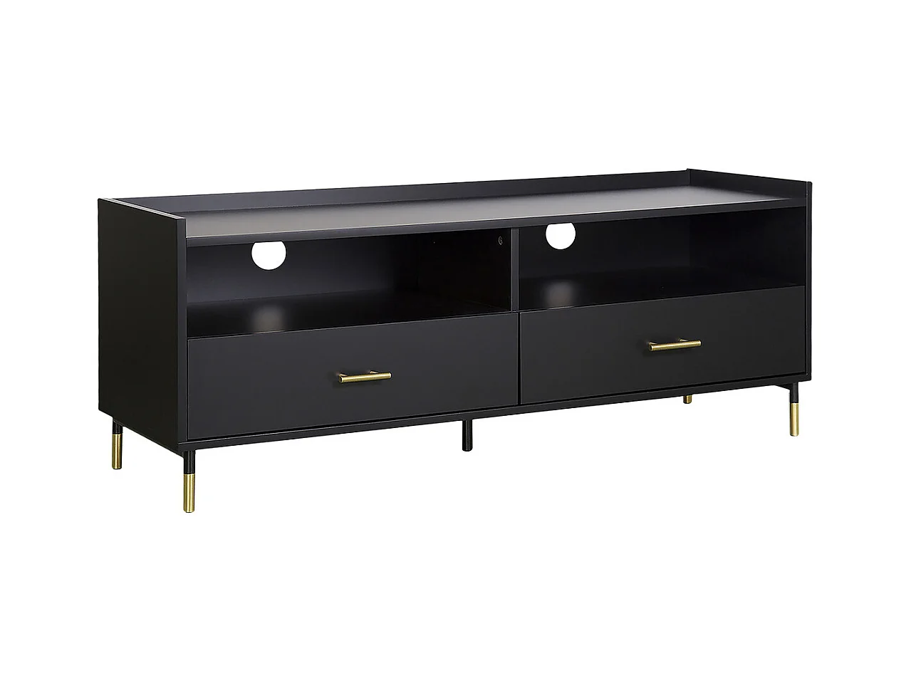 Meuble TV 2 Portes & 2 Niches "Tedy" 120cm Noir