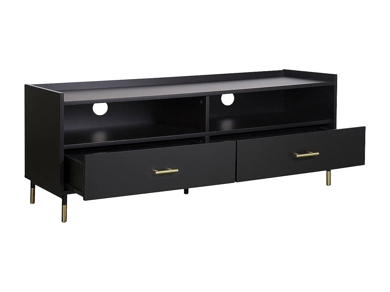 Meuble TV 2 Portes & 2 Niches "Tedy" 120cm Noir