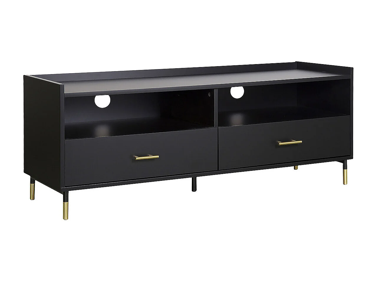 Meuble TV 2 Portes & 2 Niches "Tedy" 120cm Noir