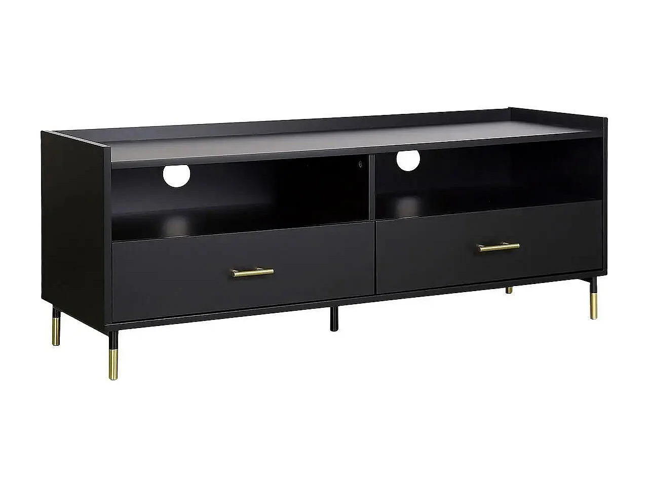 Meuble TV 2 Portes & 2 Niches "Tedy" 120cm Noir
