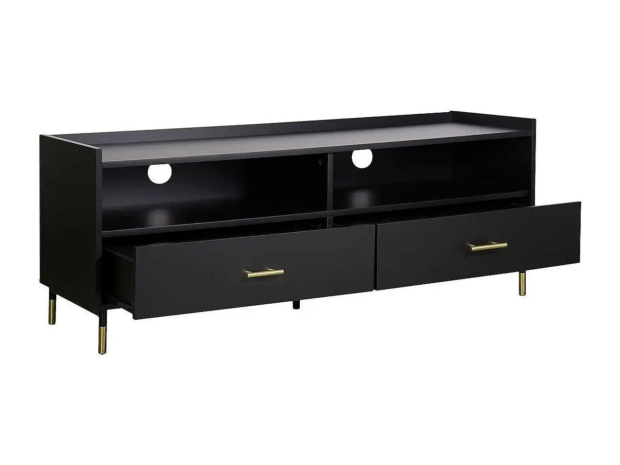 Meuble TV 2 Portes & 2 Niches "Tedy" 120cm Noir