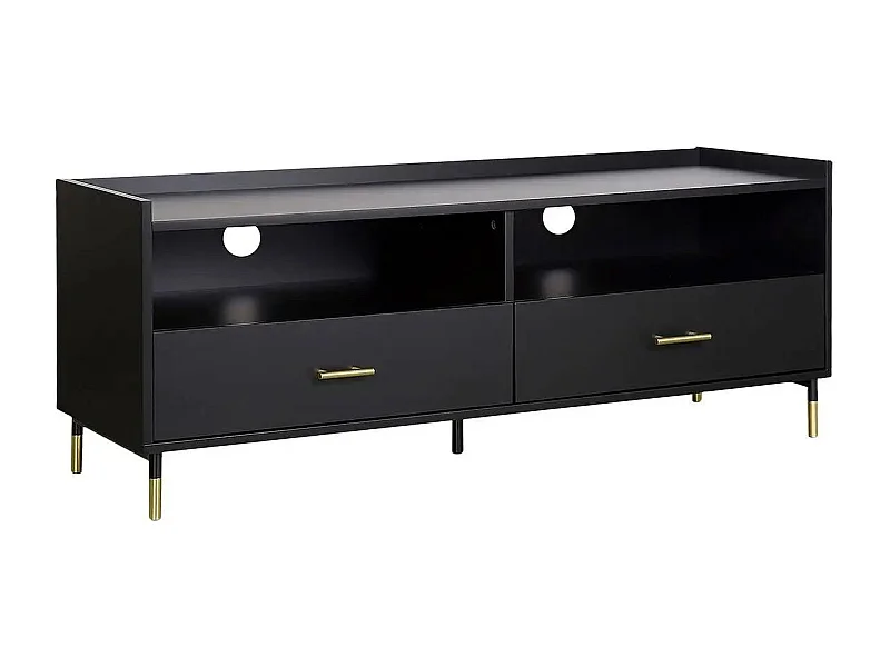 Meuble TV 2 Portes & 2 Niches "Tedy" 120cm Noir