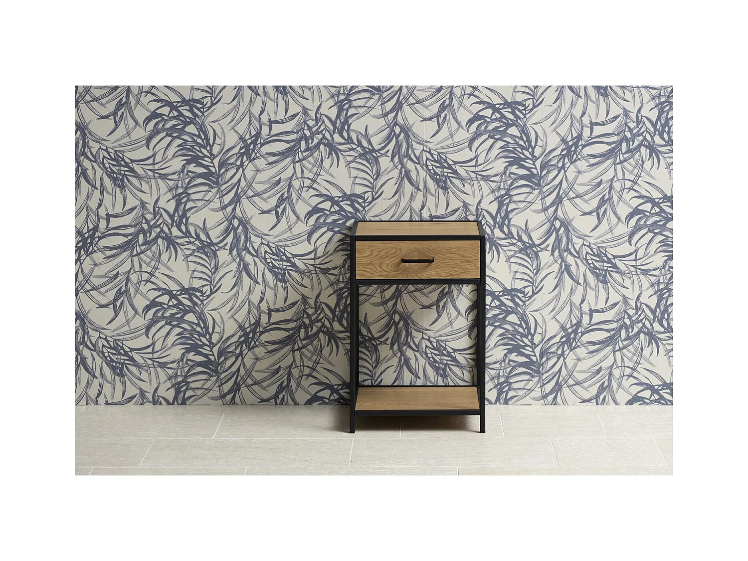 Mesa de cabeceira industrial em madeira e metal FACTORY