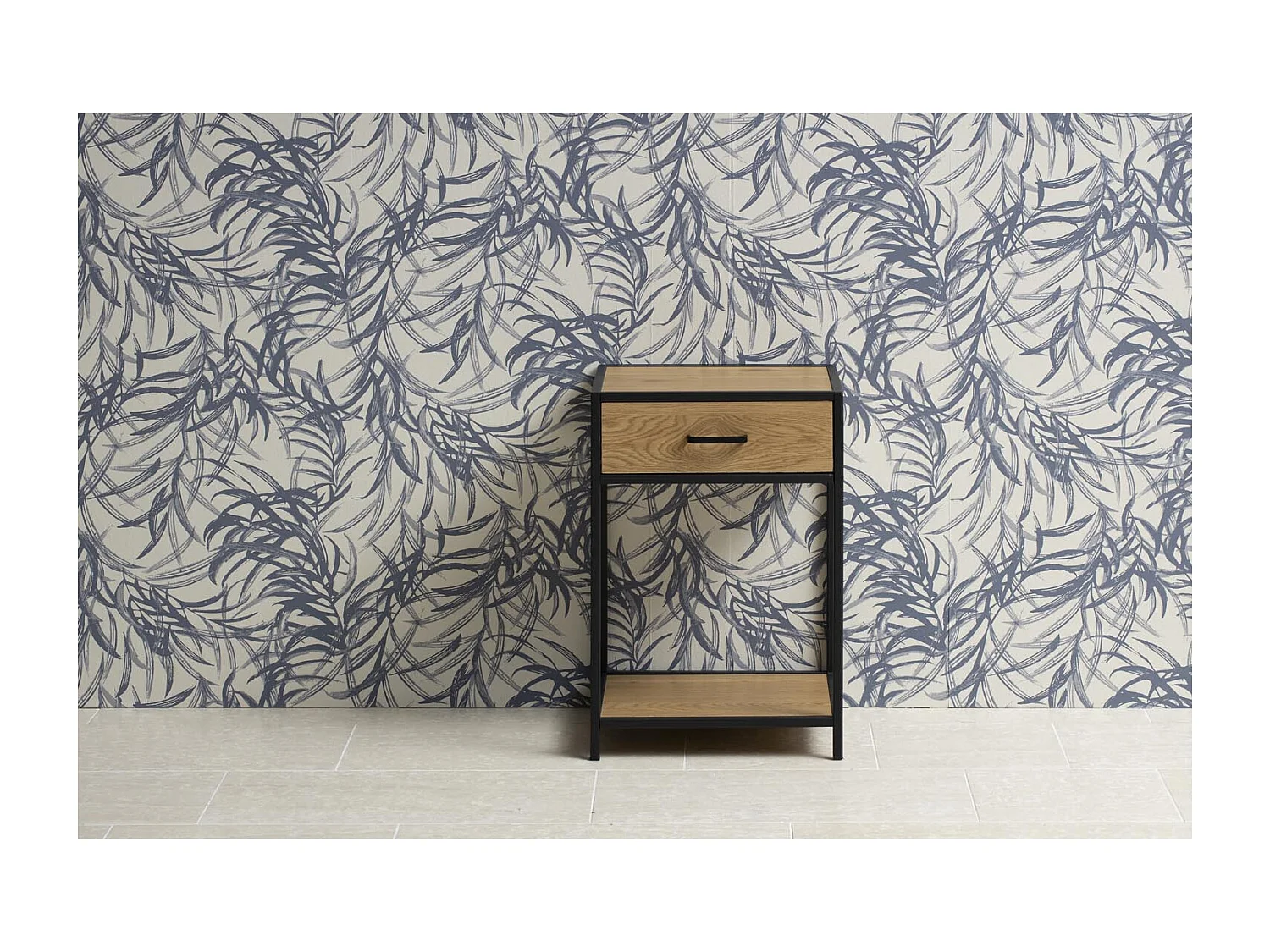 Mesa de cabeceira industrial em madeira e metal FACTORY