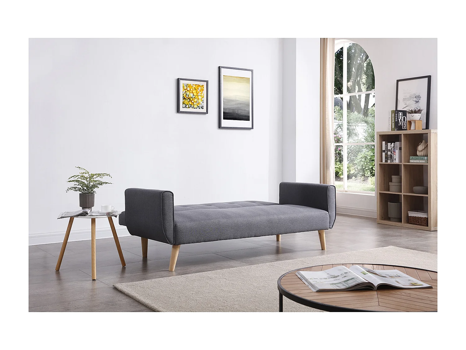 3-Sitzer-Schlafsofa aus grauem Stoff BERLIN