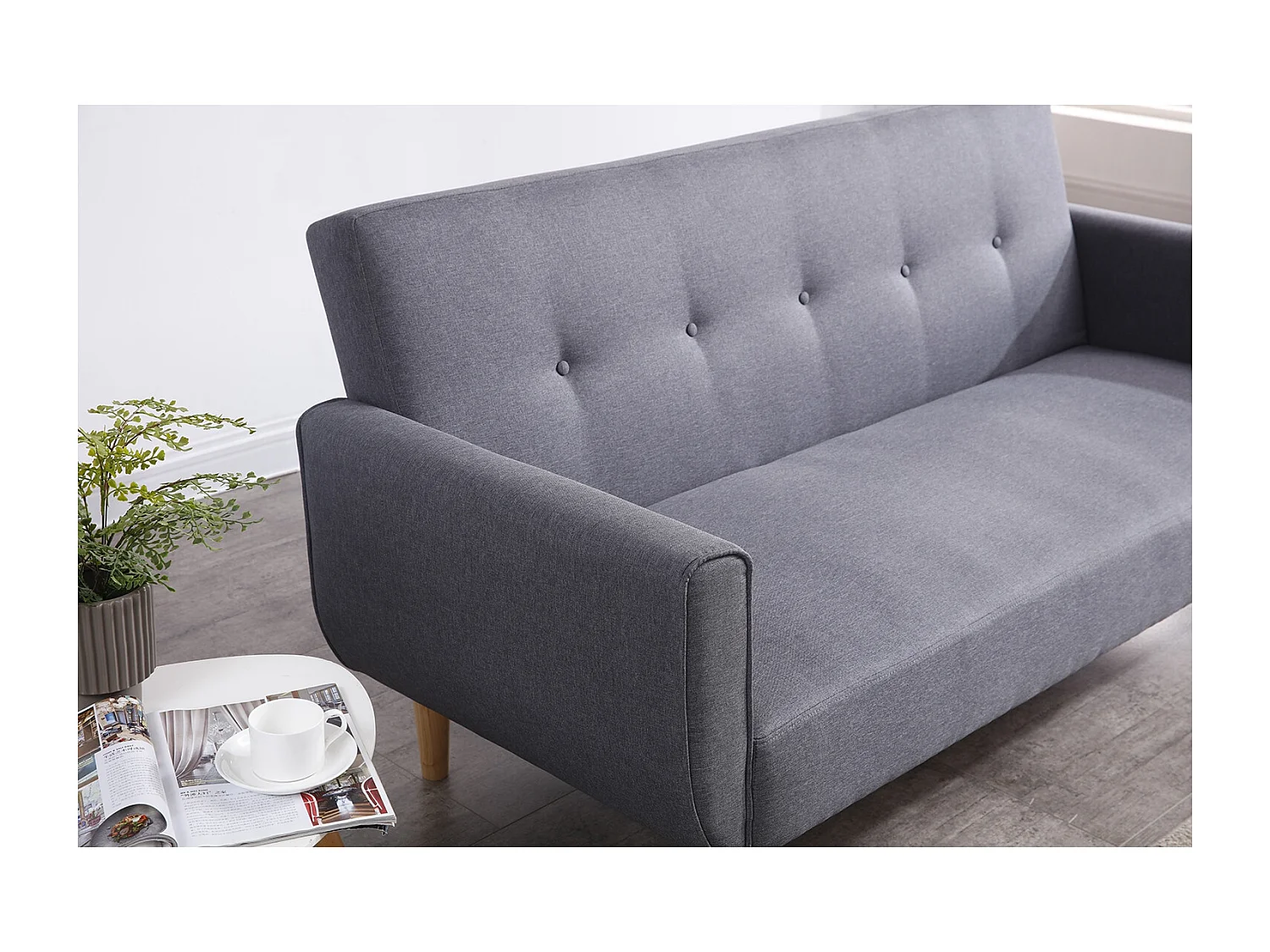 Canapé scandinave convertible 3 places en tissu gris BERLIN