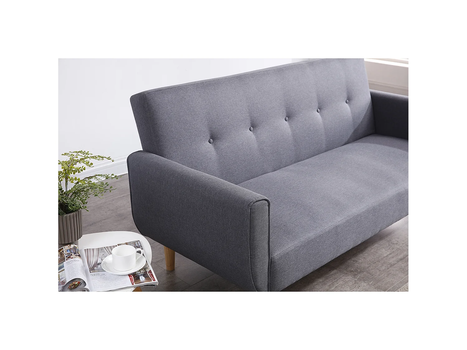 Canapé scandinave convertible 3 places en tissu gris BERLIN