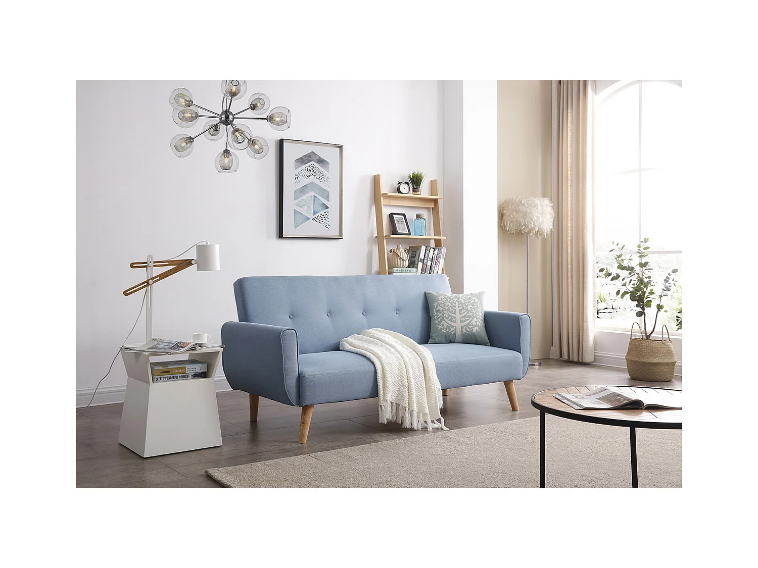 Scandinavische Slaapbank 3-Zits Blauw BERLIJN