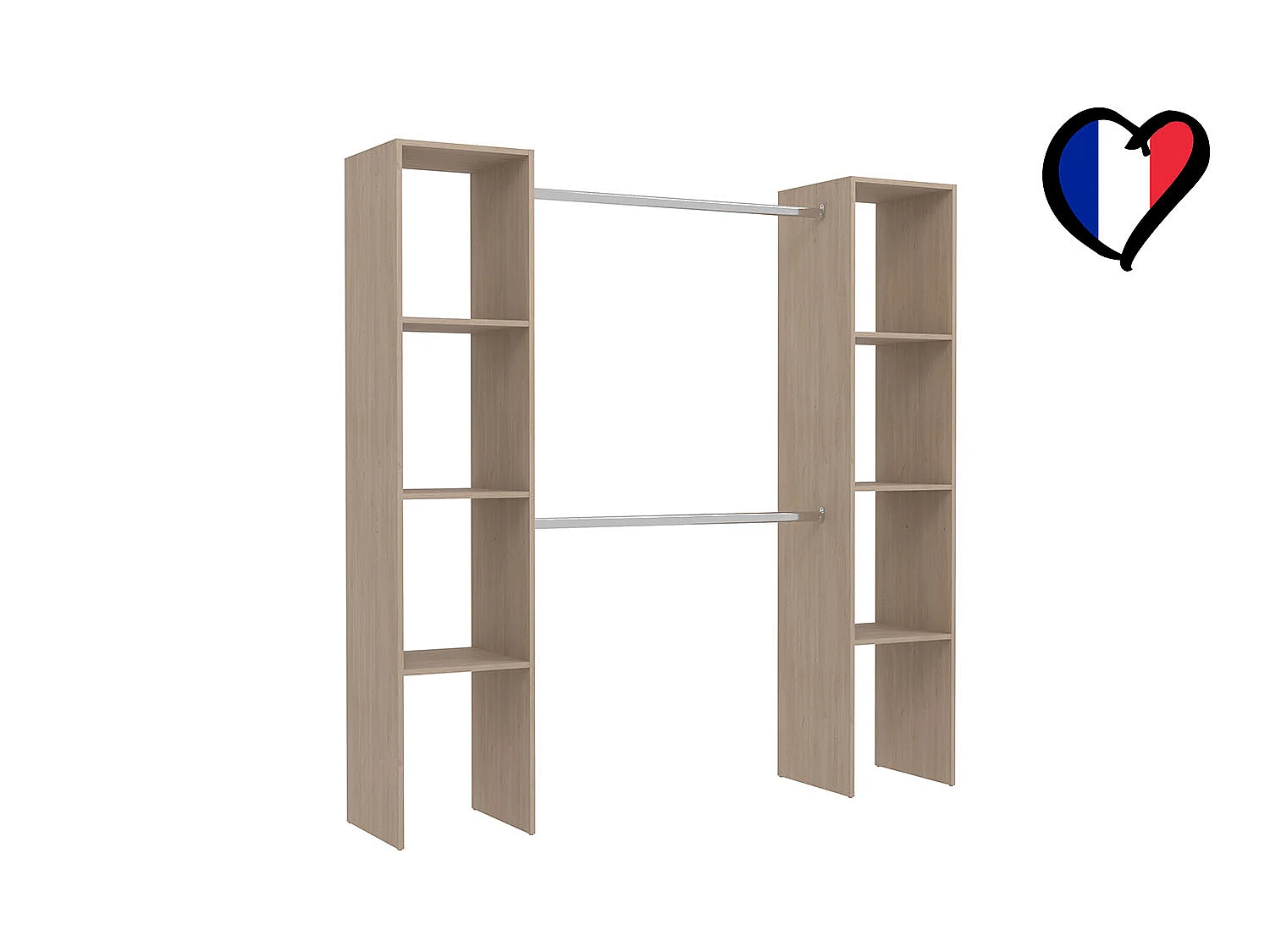 Dressing bois avec 6 étagères et 2 penderies : 180 x 40 x 180 cm ELYSEE