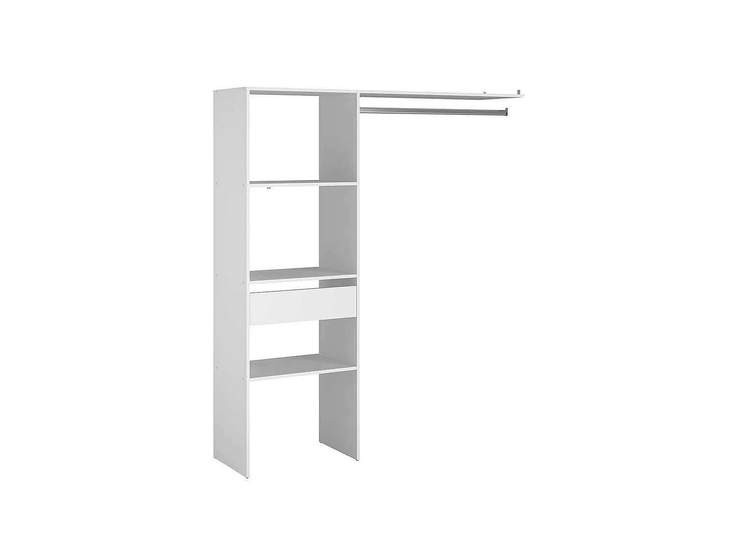 Witte Kledingkast 3 Planken 1 Lade 1 Kledingstang 160x40x180 ELYSEE