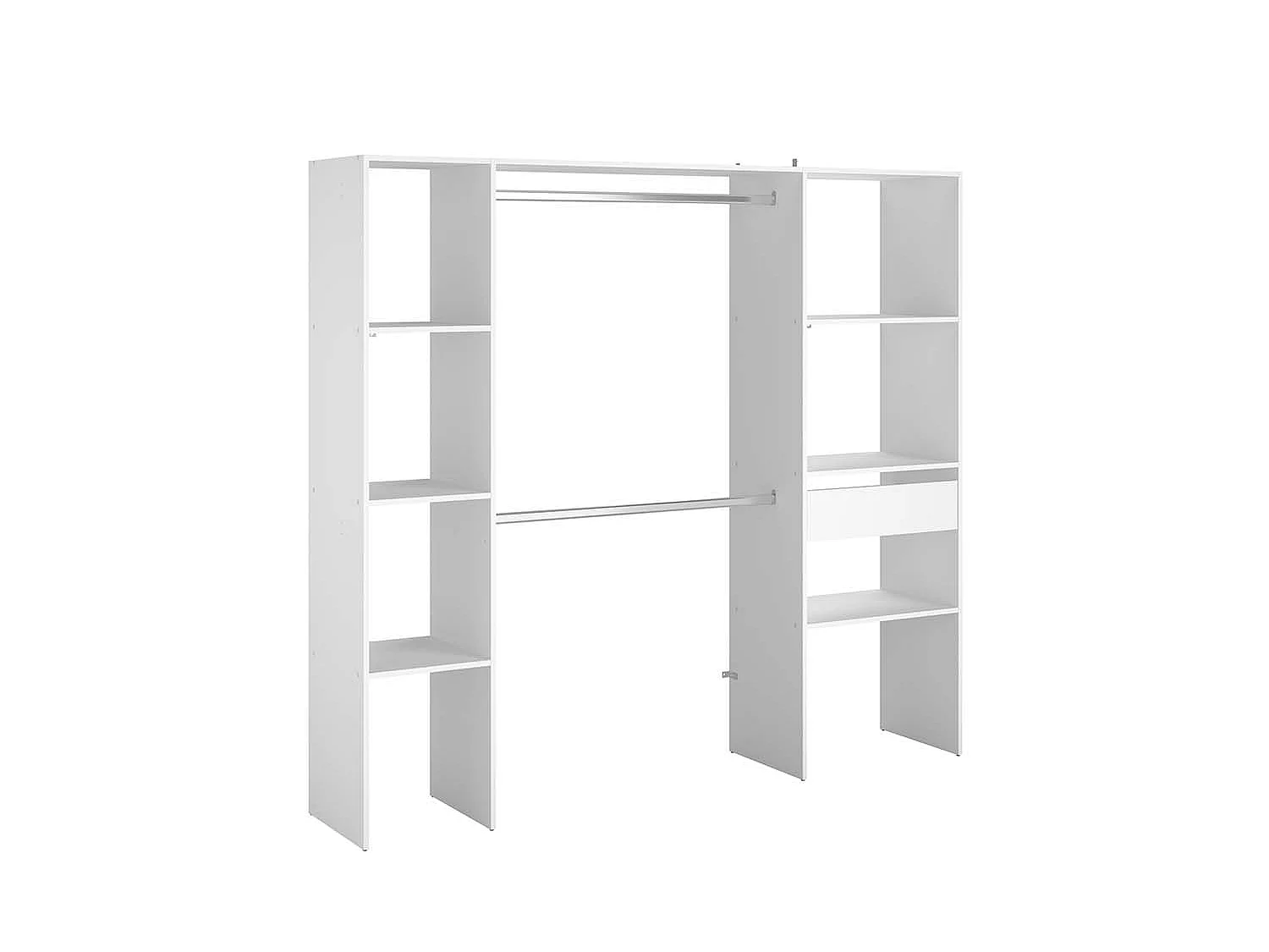 Roupeiro Branco 198x40x180 com Prateleiras, Cabideiros, Gaveta - ELYSEE