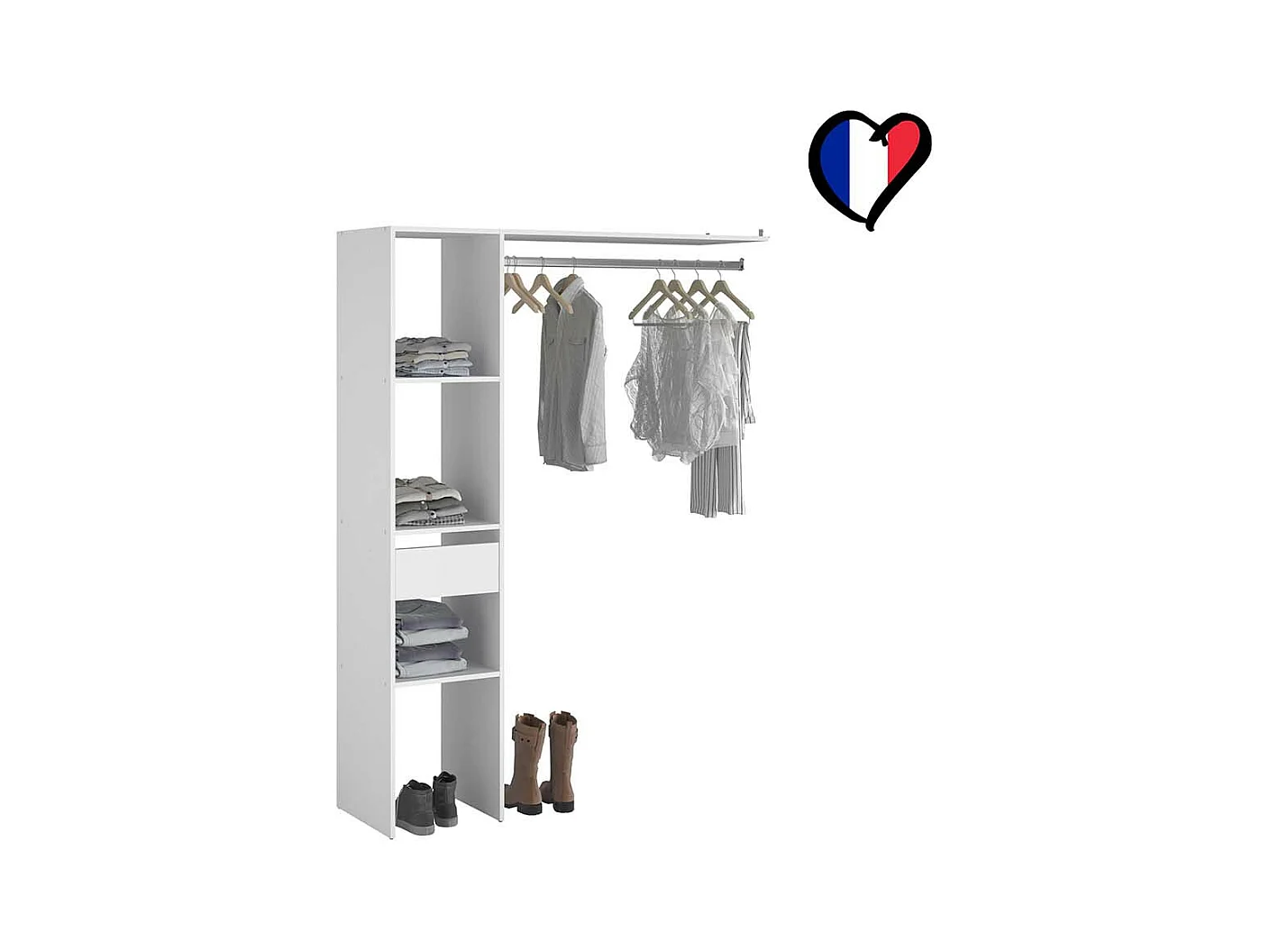 Vestidor Elysée 3 estantes + 1 cajón + 1 armario de diseño ELYSEE