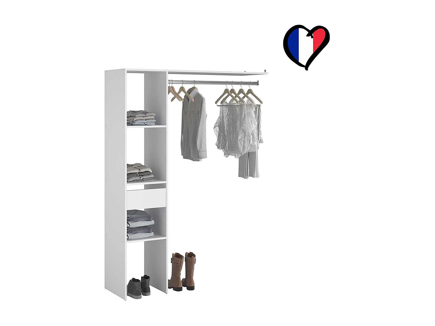 Kleiderschrank 3 Fächer, 1 Schublade, Garderobe 138 x 40 x 180 cm ELYSEE