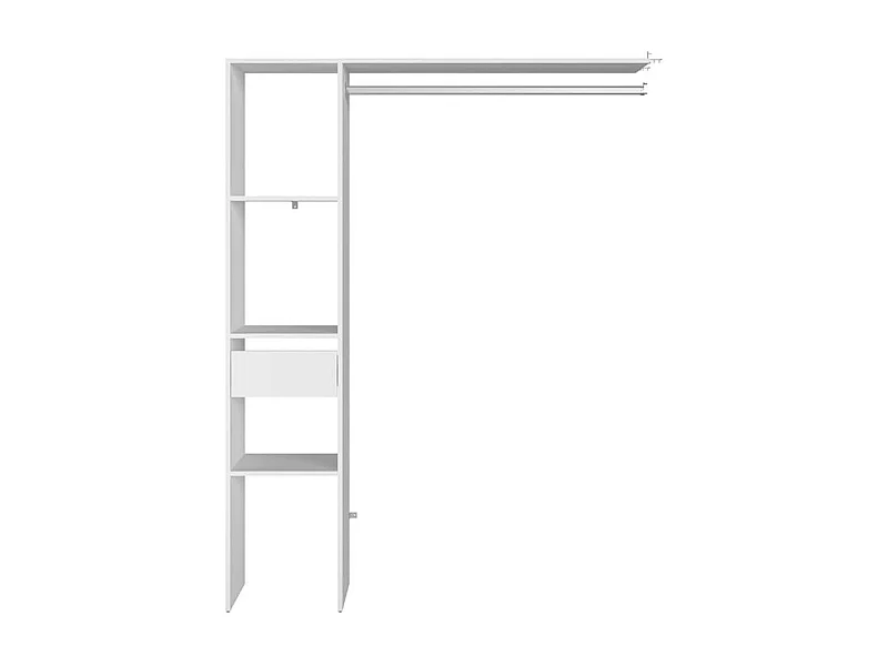 Guarda-Roupa Branco 138x40x180 com Prateleiras, Cabideiro e Gaveta - ELYSEE