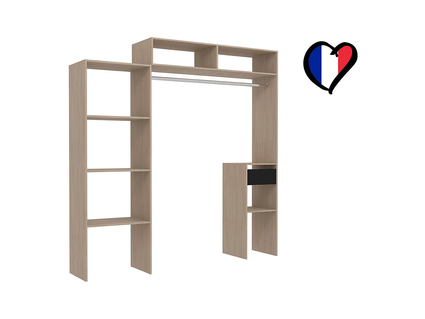 Armadio in legno estendibile, guardaroba, mensole, cassetti ELYSEE