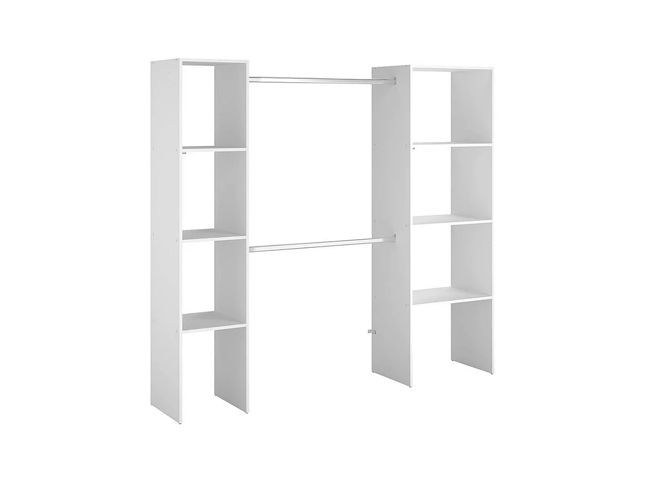 Dressing blanc 6 étagères, 2 penderies 198 x 40 x 180 cm ELYSEE