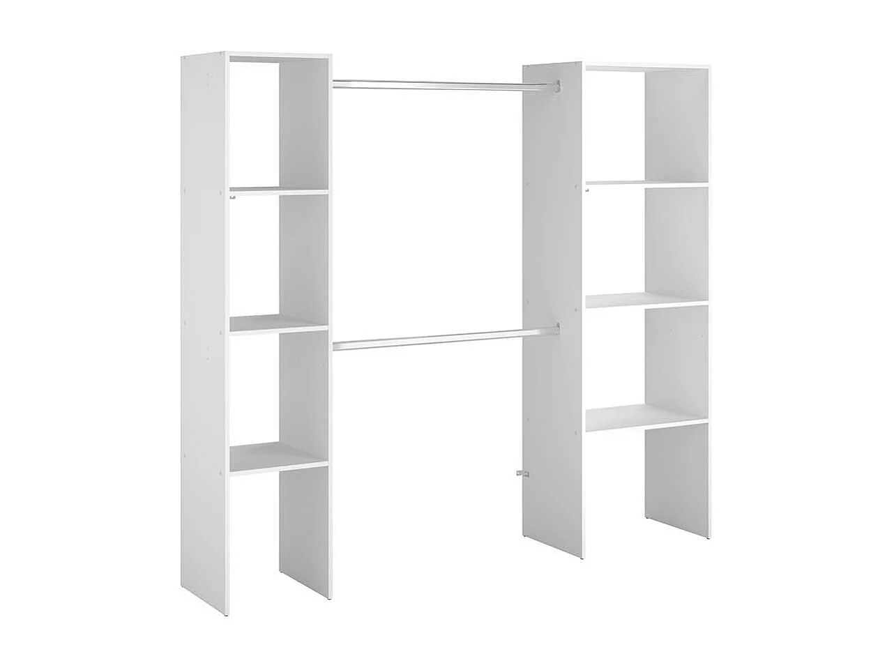 Dressing blanc 6 étagères, 2 penderies 198 x 40 x 180 cm ELYSEE