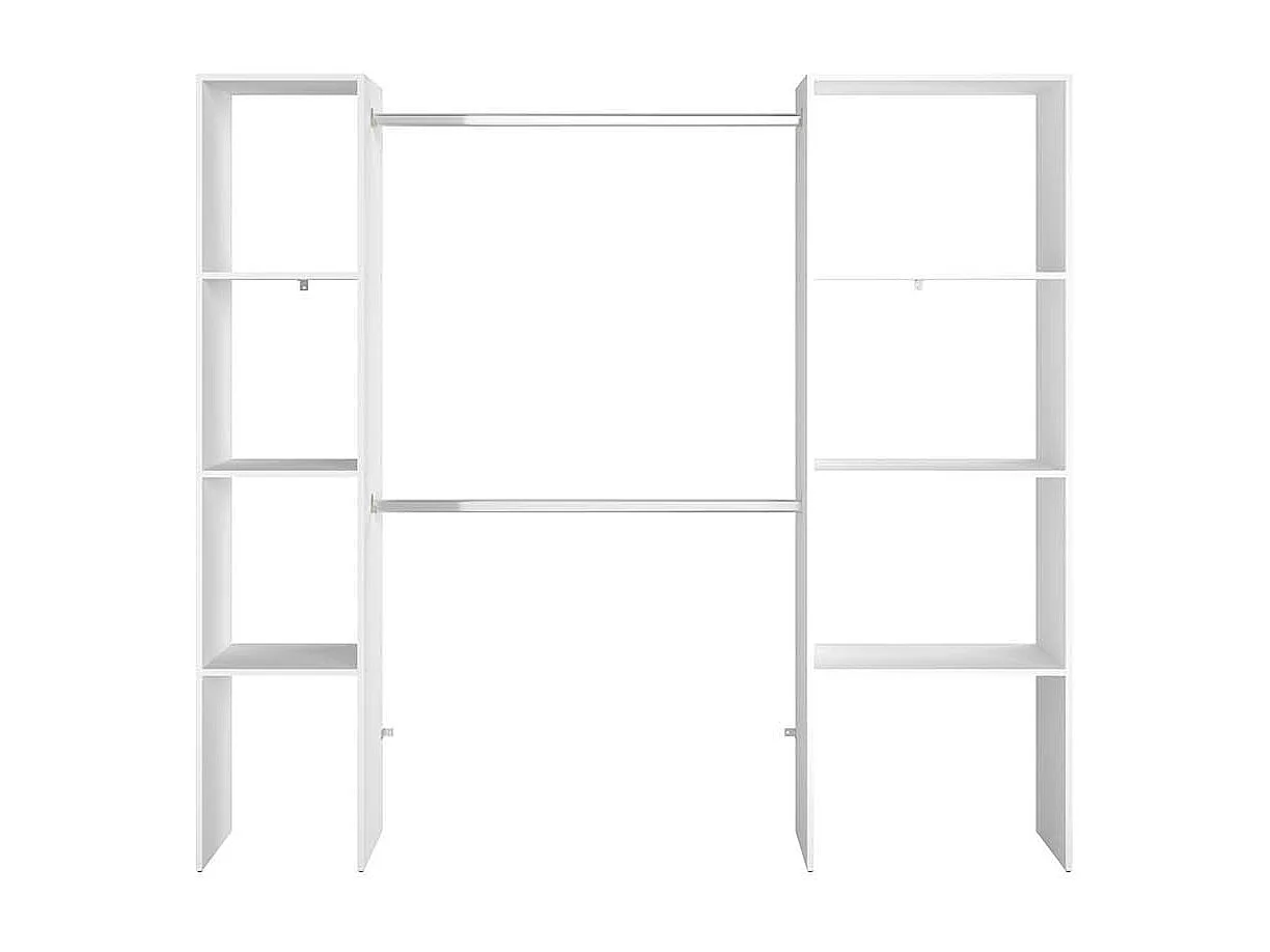 Dressing blanc 6 étagères, 2 penderies 198 x 40 x 180 cm ELYSEE