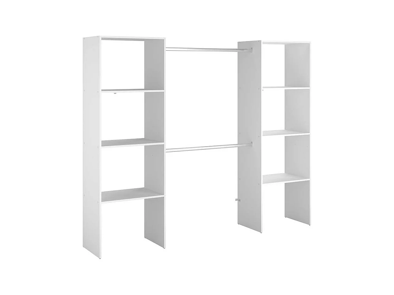 Dressing blanc 6 étagères, 2 penderies 220 x 40 x 180 cm ELYSEE
