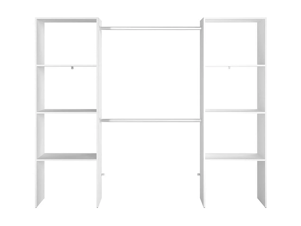 Dressing blanc 6 étagères, 2 penderies 220 x 40 x 180 cm ELYSEE
