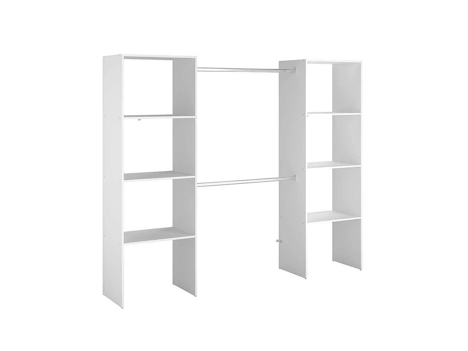 Armadio a vista bianco, 6 ripiani, 2 barre appendiabiti 220x40x180 cm ELYSEE