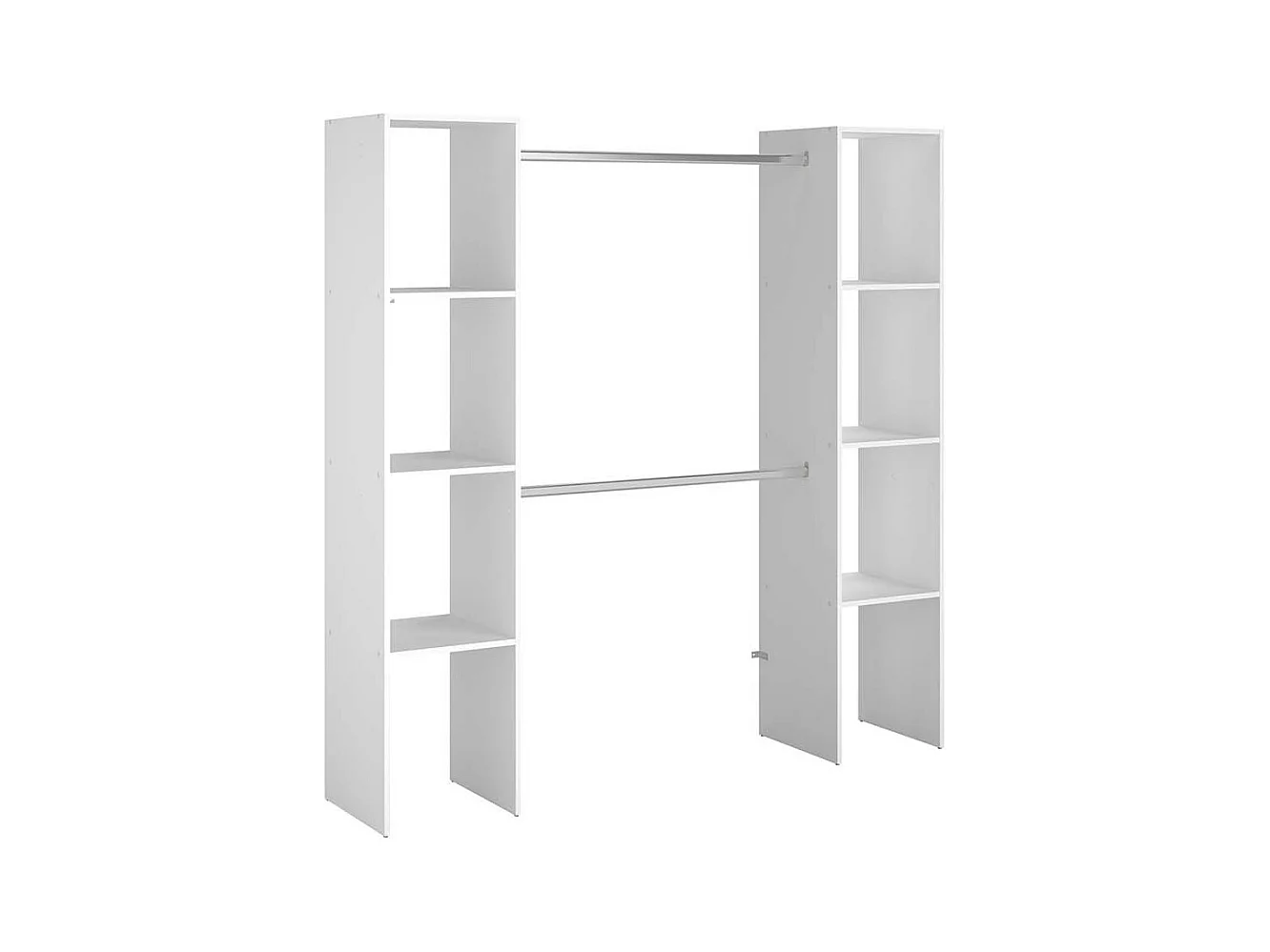 Kleiderschrank 6 Fächer, 2 Garderoben 180 x 40 x 180 cm, weiß ELYSEE