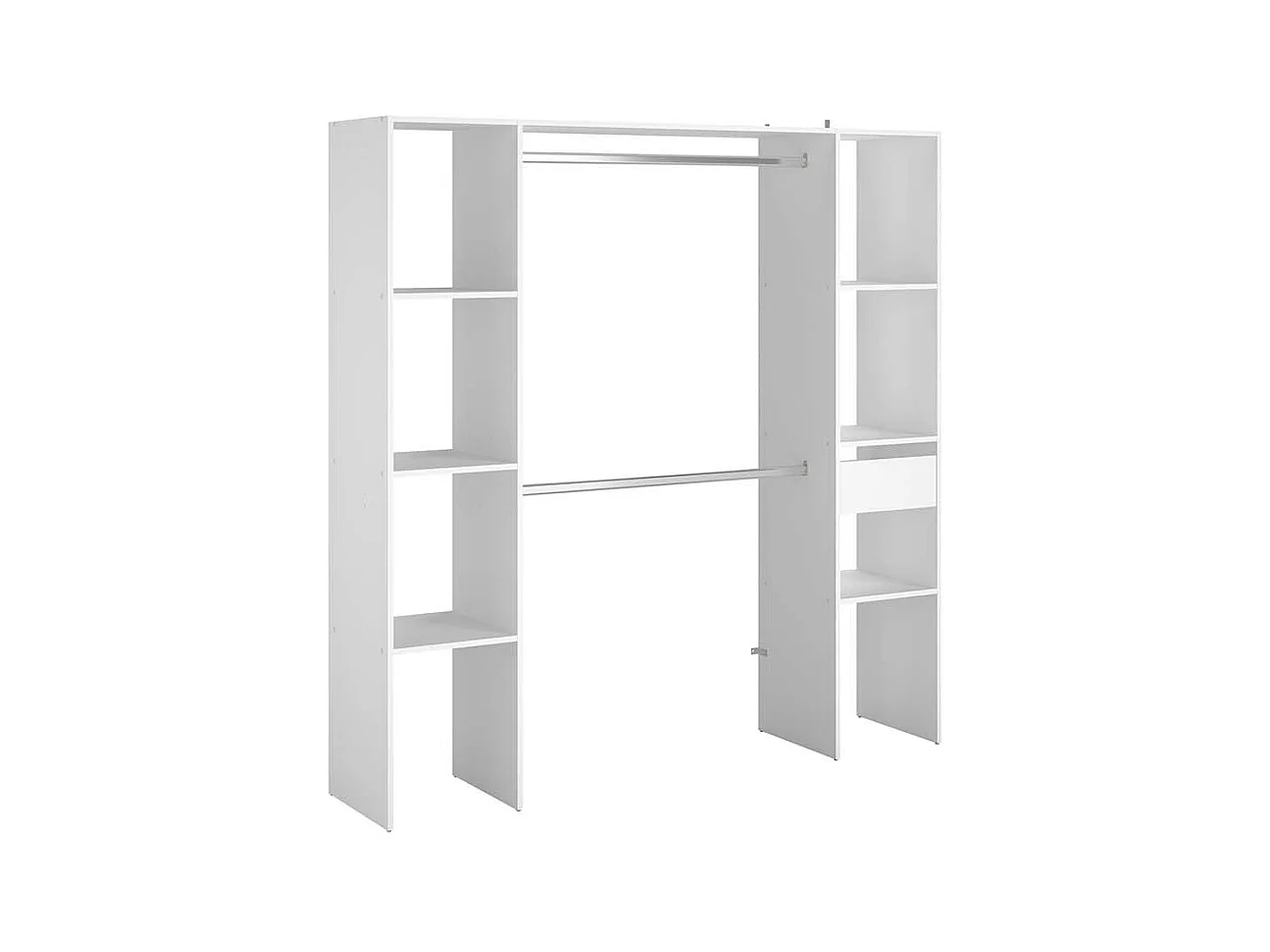 Kleiderschrank 6 Fächer, 1 Schublade, 2 Garderoben 180 x 40 x 180 cm ELYSEE